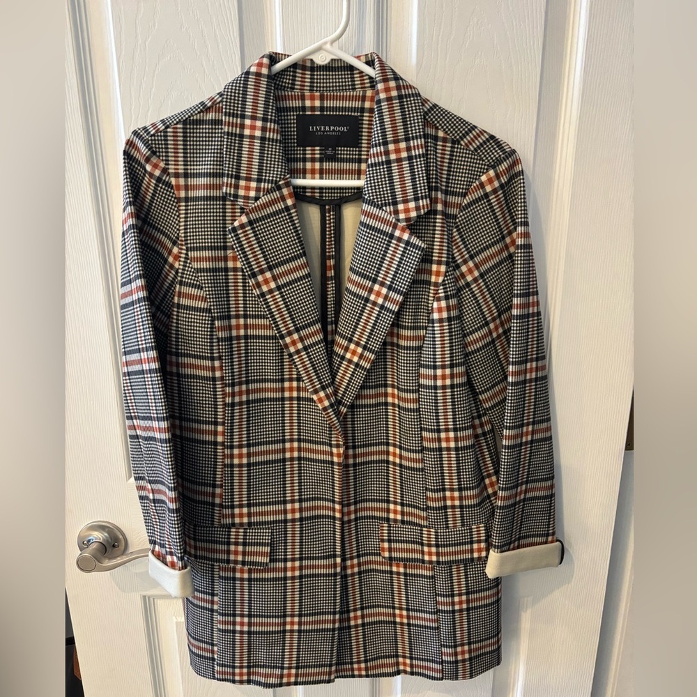 Liverpool black and russet plaid blazer